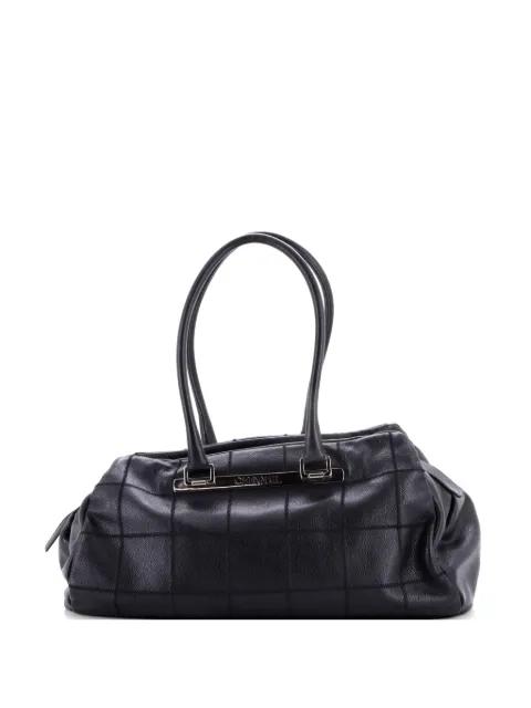 Square Stitch Shoulder Bag Quilted Caviar East West satchel by CHANEL 