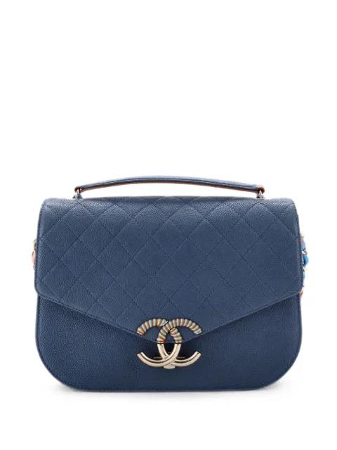 Thread Around Flap Bag Quilted Caviar Medium shoulder bag by CHANEL 