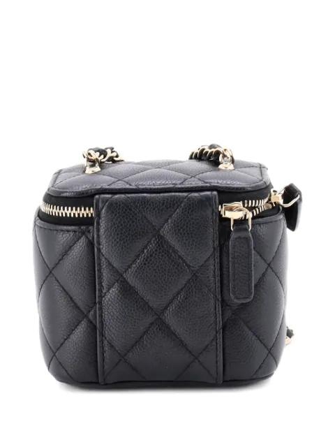 Tiny CC Link Vanity Case with Chain Quilted Caviar Mini clutch bag by CHANEL 