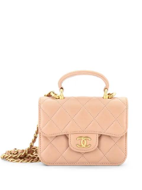 Top Handle Flap Coin Purse with Chain Quilted Lambskin crossbody bag by CHANEL 