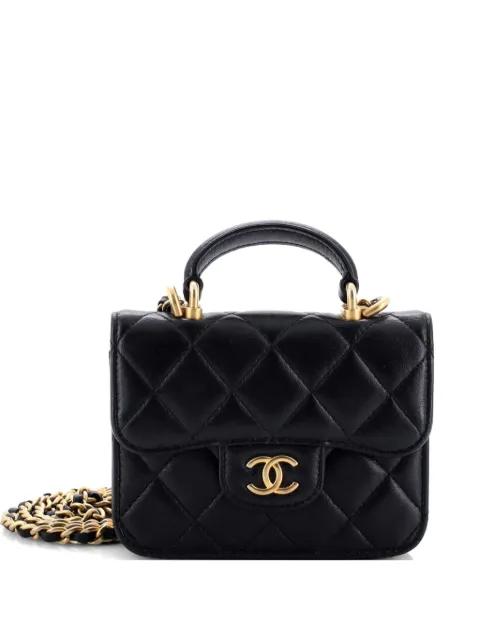 Top Handle Flap Coin Purse with Chain Quilted Lambskin crossbody bag by CHANEL 