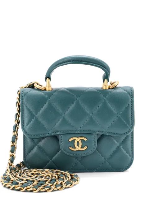 Top Handle Flap Coin Purse with Chain Quilted Lambskin crossbody bag by CHANEL 