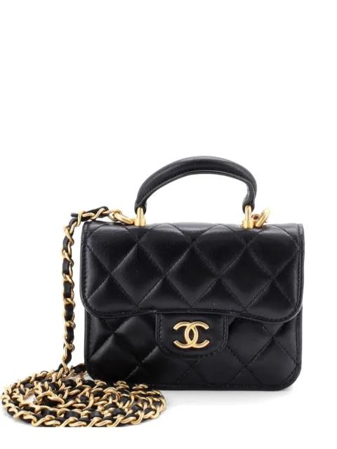 Top Handle Flap Coin Purse with Chain Quilted Lambskin crossbody bag by CHANEL 