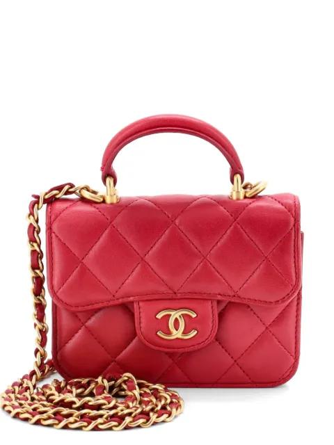 Top Handle Flap Coin Purse with Chain Quilted Lambskin crossbody bag by CHANEL 