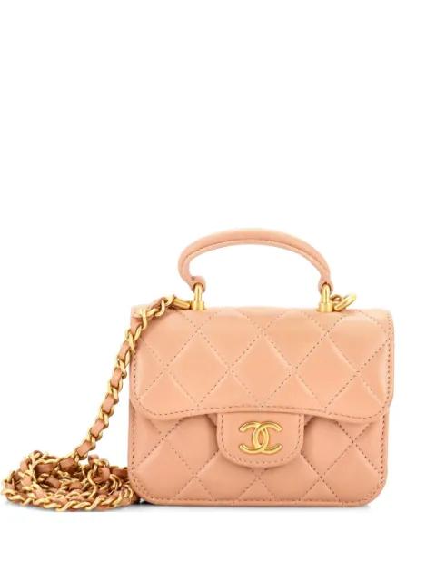 Top Handle Flap Coin Purse with Chain Quilted Lambskin crossbody bag by CHANEL 