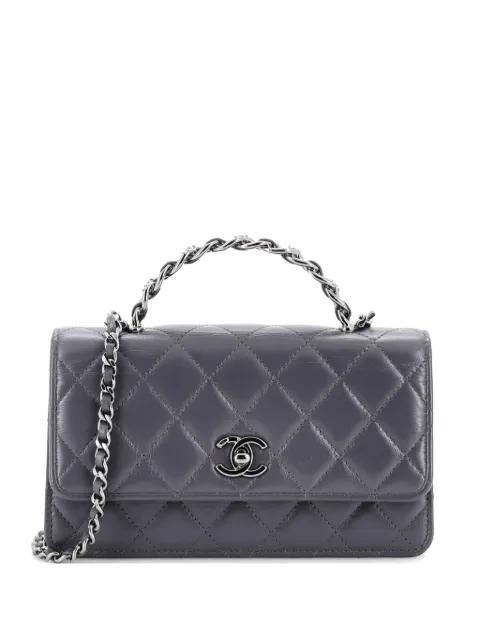 Top Handle Phone Holder with Chain Quilted Lambskin with Crystals satchel by CHANEL 