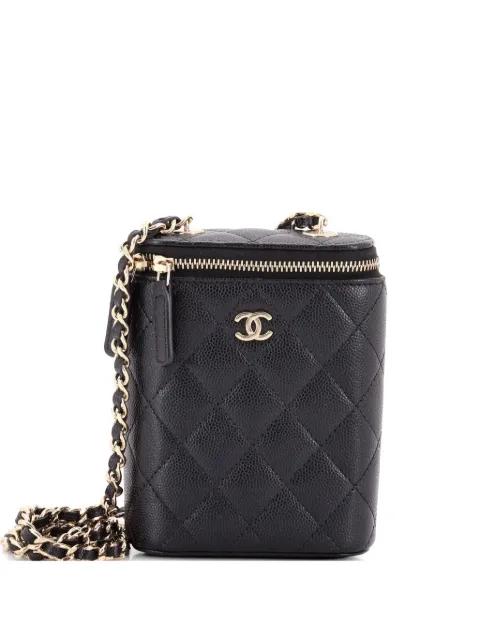 Vertical Classic Vanity Case with Chain Quilted Caviar Small shoulder bag by CHANEL 