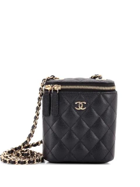 Vertical Classic Vanity Case with Chain Quilted Caviar Small shoulder bag by CHANEL 