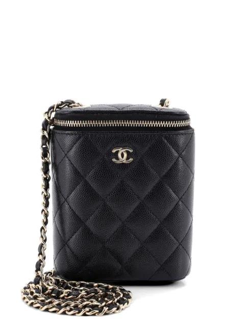 Vertical Classic Vanity Case with Chain Quilted Caviar Small shoulder bag by CHANEL 