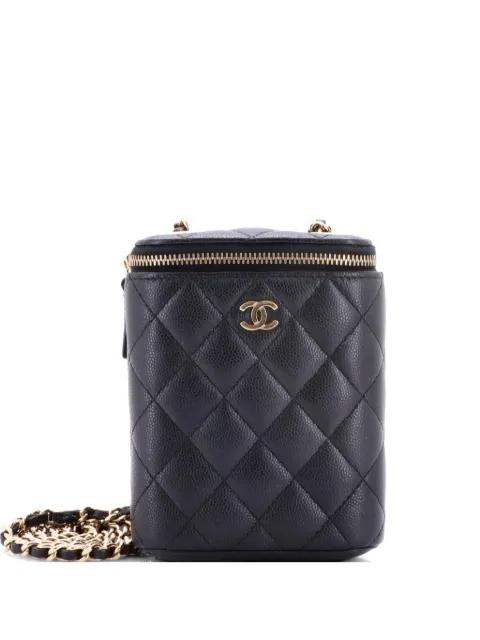 Vertical Classic Vanity Case with Chain Quilted Caviar Small shoulder bag by CHANEL 
