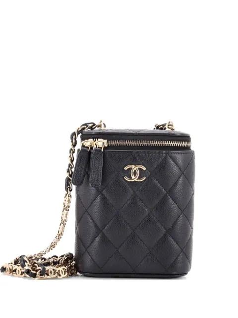 Vertical Classic Vanity Case with Chain Quilted Caviar Small shoulder bag by CHANEL 