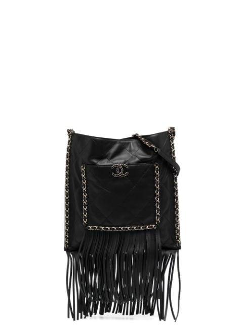 diamond-quilted CC fringed shoulder bag by CHANEL 