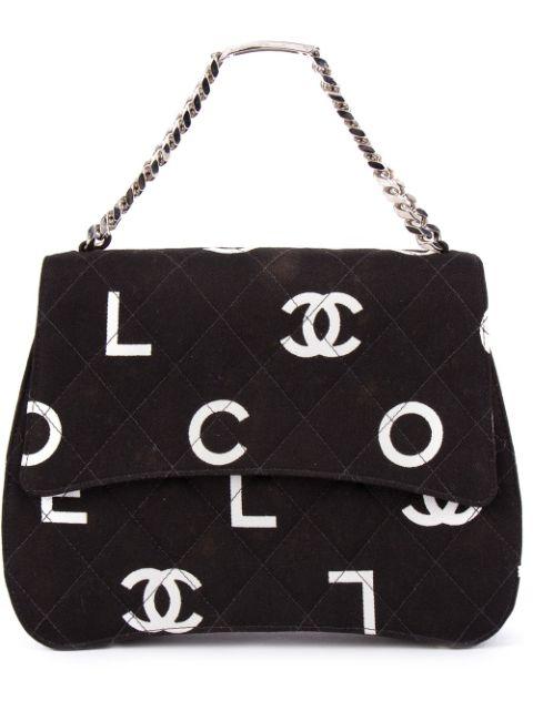logo print quilted tote by CHANEL 