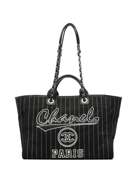 medium Deauville pinstripe tote bag by CHANEL 