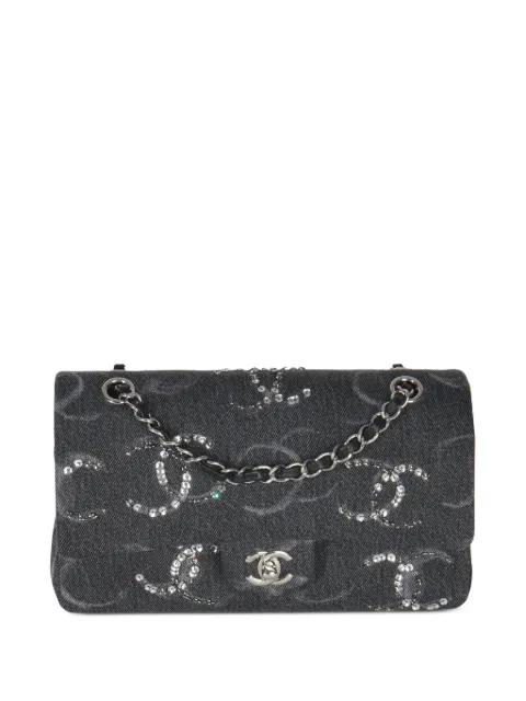 medium Denim Sequin CC Classic Double Flap bag by CHANEL 