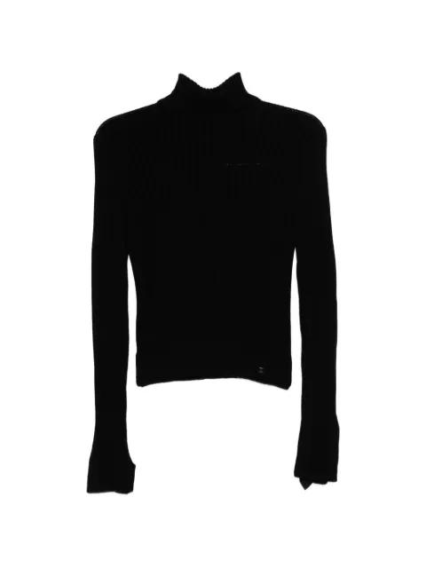ribbed fold-over kintt top by CHANEL 