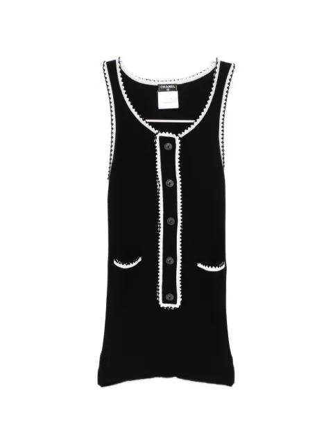 ribbed-knit contrast-trim tank top by CHANEL 