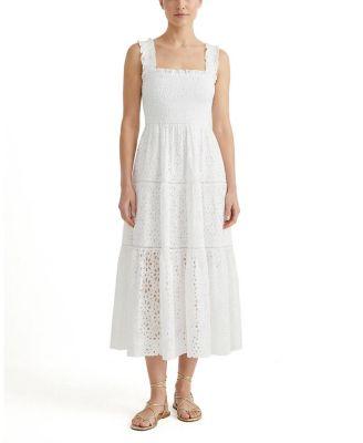 Kristen Sleeveless Smocked Eyelet Midi Dress by CHANGE OF SCENERY