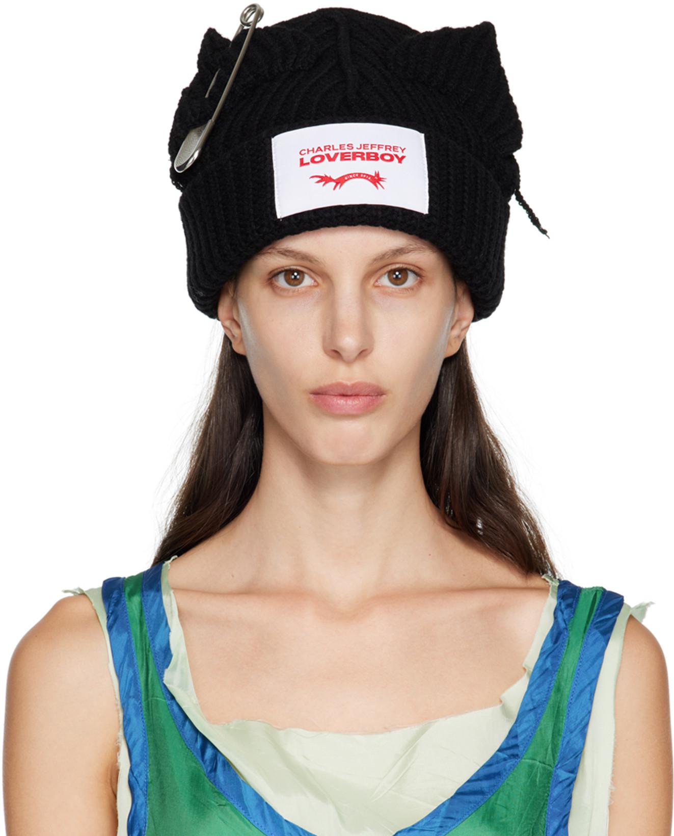 Black Chunky Punk Ears Beanie by CHARLES JEFFREY L OV ER BO Y
