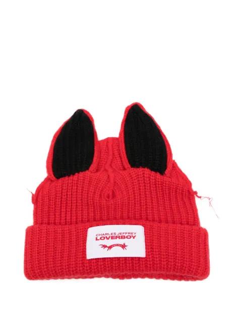 Artisanal Supersized Fox beanie hat by CHARLES JEFFREY LOVERBOY