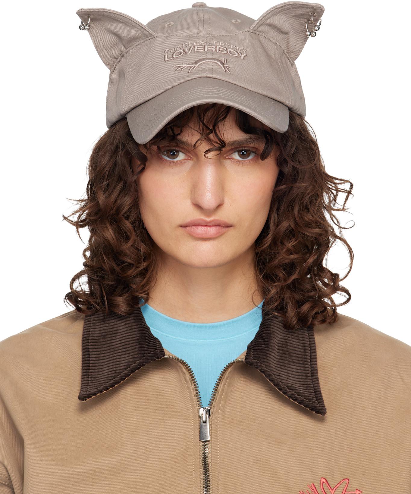 Beige Pierced Ears Cap by CHARLES JEFFREY LOVERBOY