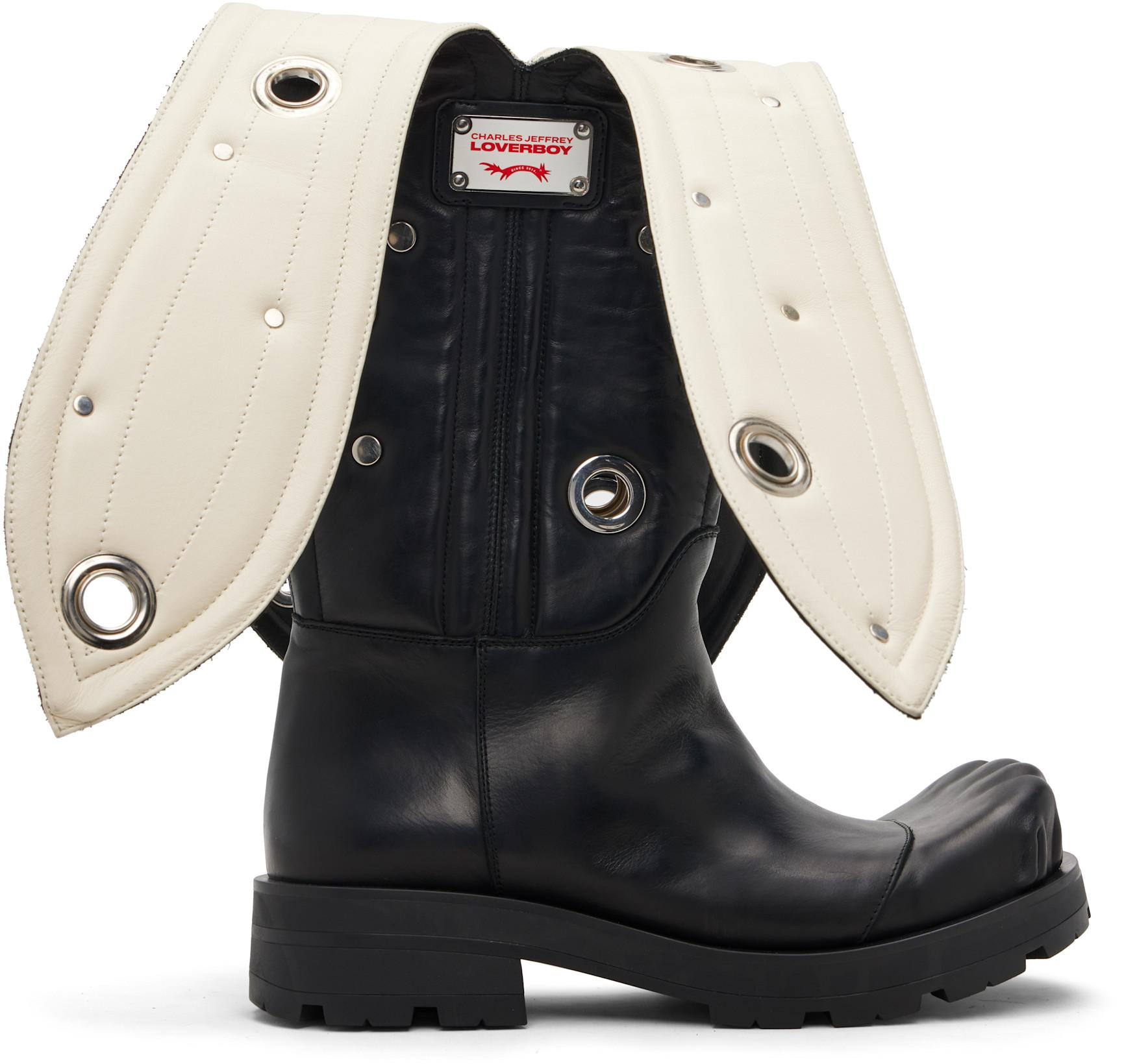 Black Banana Eyelet Moggies Boots by CHARLES JEFFREY LOVERBOY