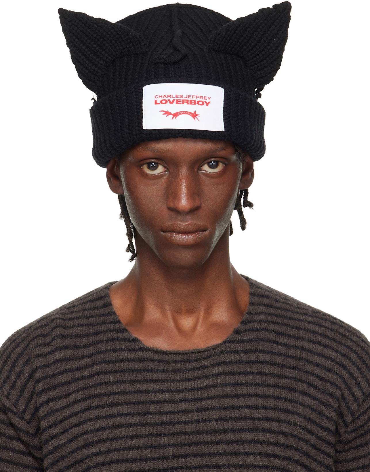 Black Chunky Ears Beanie by CHARLES JEFFREY LOVERBOY