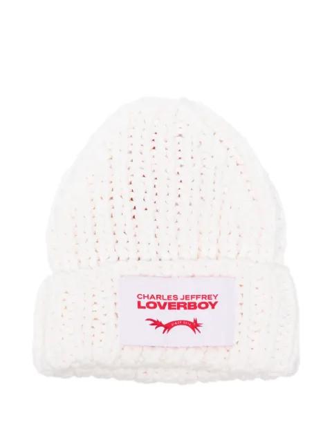 Chubby logo-patch beanie hat by CHARLES JEFFREY LOVERBOY