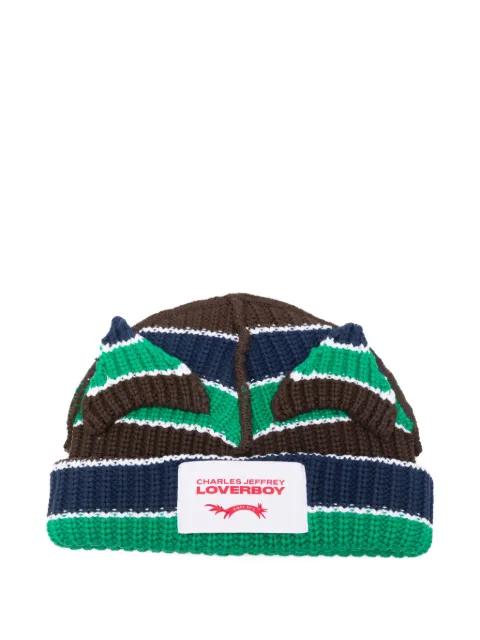 Chuncky Striped Ears beanie by CHARLES JEFFREY LOVERBOY