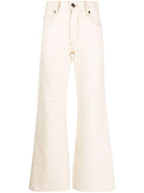 Golden jacquard wide-leg jeans by CHARLES JEFFREY LOVERBOY