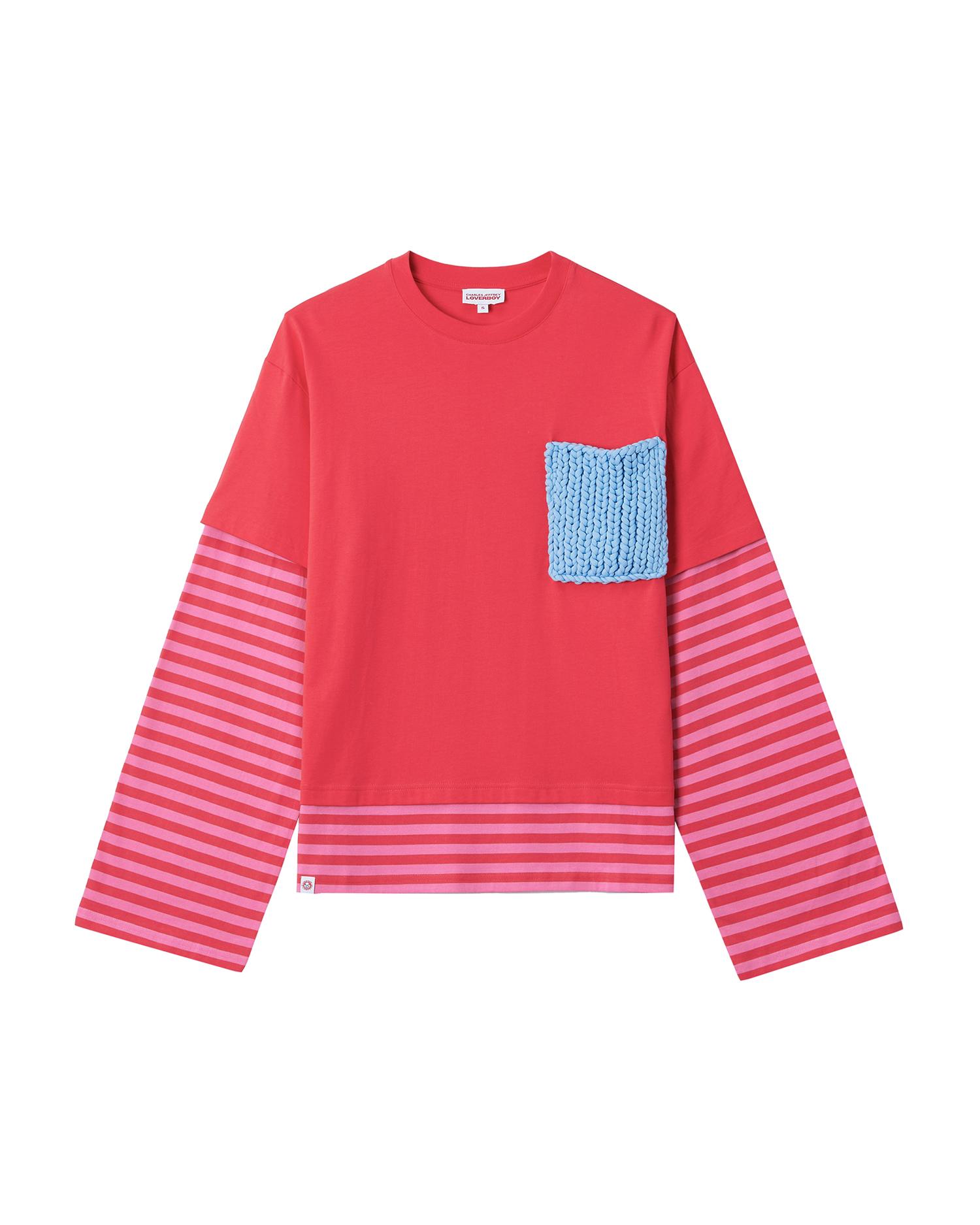 Long sleeve 2-in-1 tee with knit patch by CHARLES JEFFREY LOVERBOY