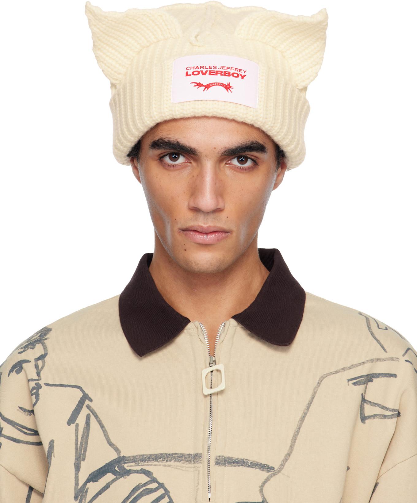 Off-White Chunky Ears Beanie by CHARLES JEFFREY LOVERBOY