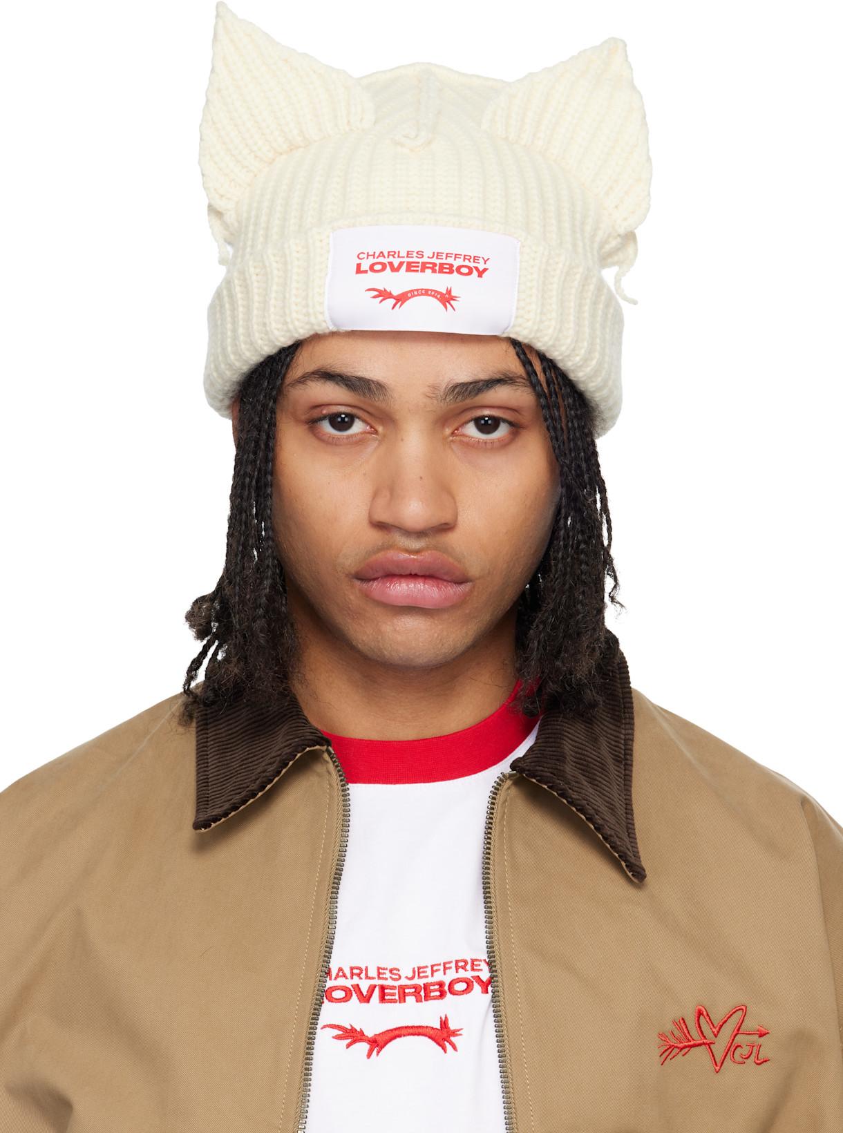 Off-White Chunky Ears Beanie by CHARLES JEFFREY LOVERBOY