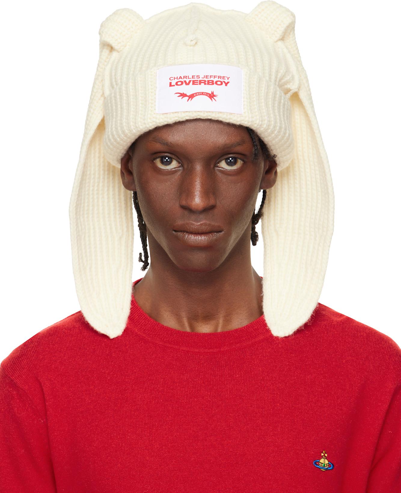 Off-White Chunky Rabbit Beanie by CHARLES JEFFREY LOVERBOY