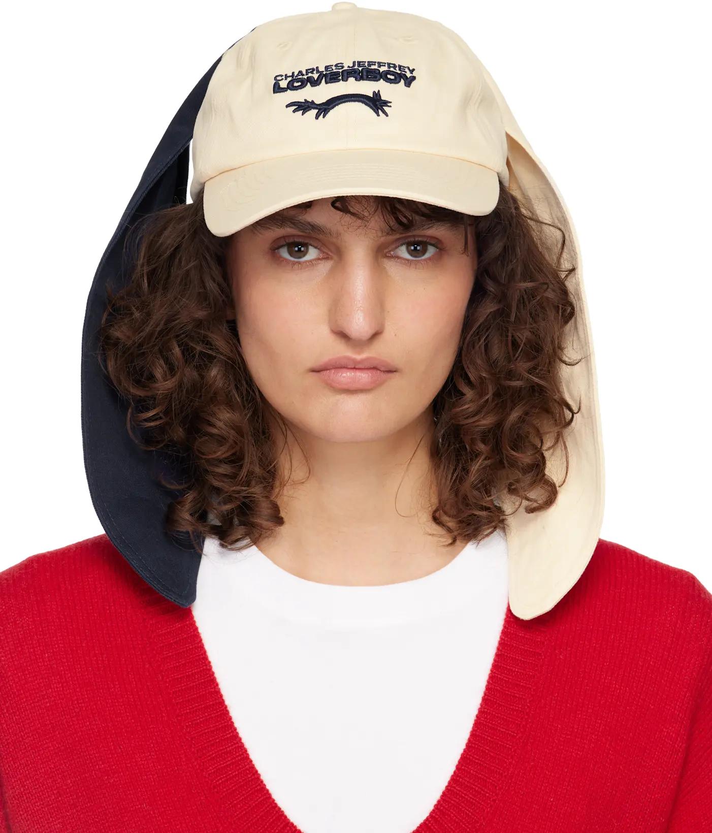 Off-White Colour Block Bunny Cap by CHARLES JEFFREY LOVERBOY