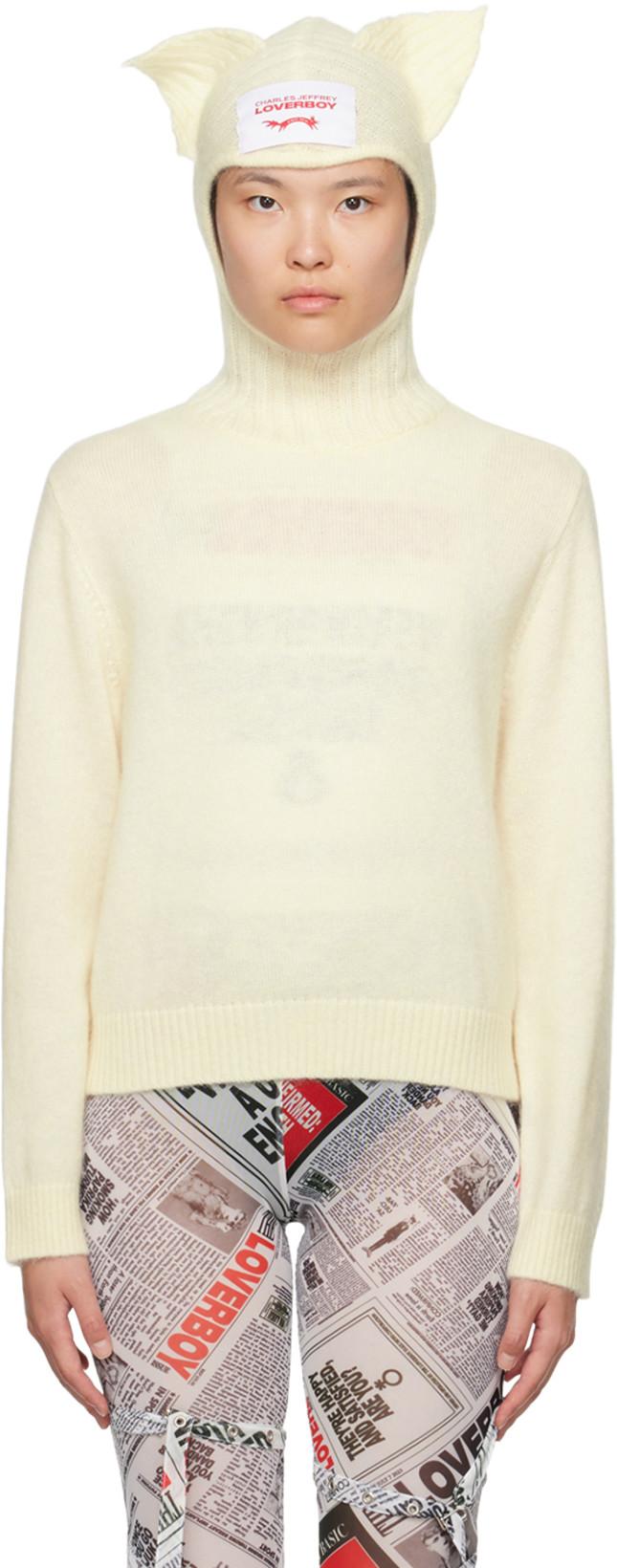 Off-White Ears Balaclava Sweater by CHARLES JEFFREY LOVERBOY