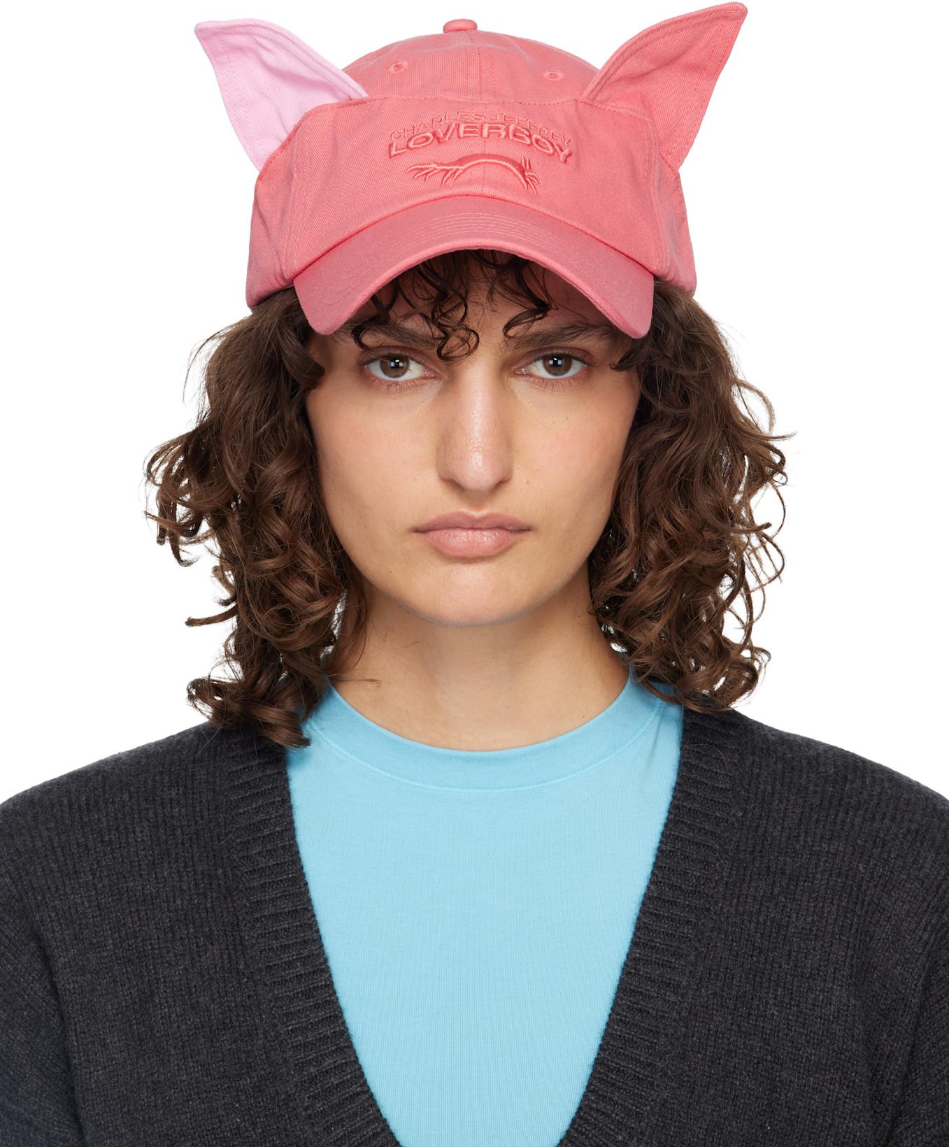 Pink Colour Block Ears Exclusive Cap by CHARLES JEFFREY LOVERBOY