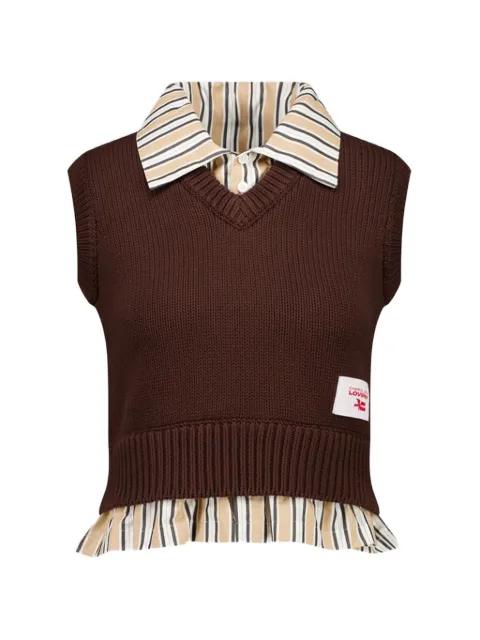 V-neck cropped vest shirt by CHARLES JEFFREY LOVERBOY