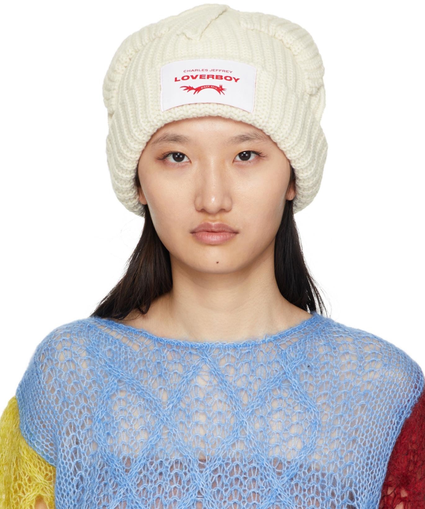 White Wool Chunky Ears Beanie by CHARLES JEFFREY LOVERBOY | jellibeans