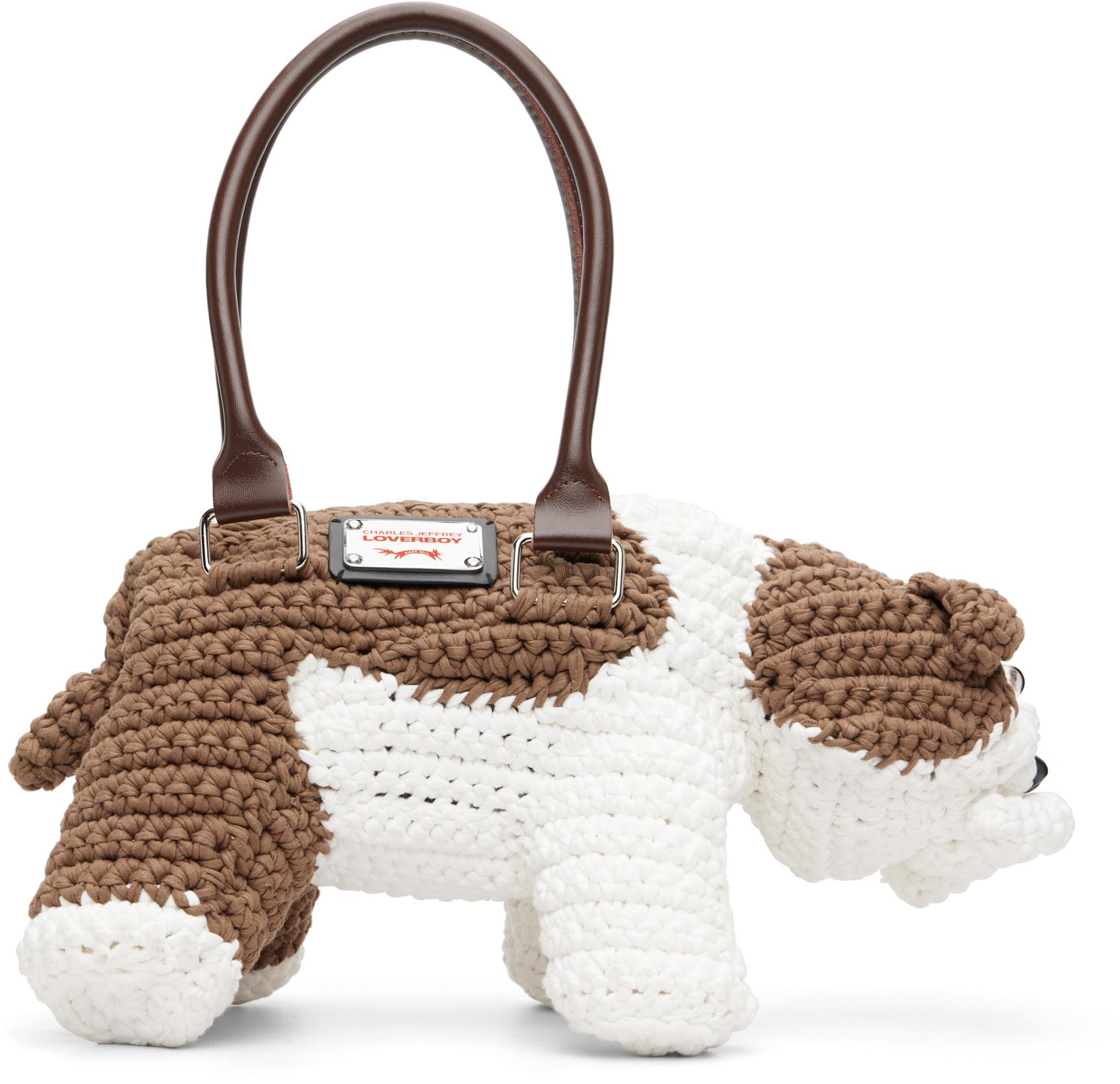 White & Brown Bulldog Bag by CHARLES JEFFREY LOVERBOY
