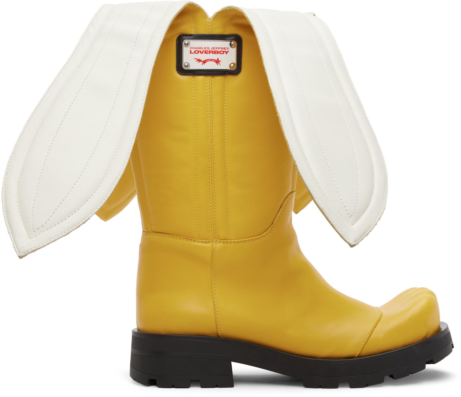 Yellow Banana Moggies Boots by CHARLES JEFFREY LOVERBOY