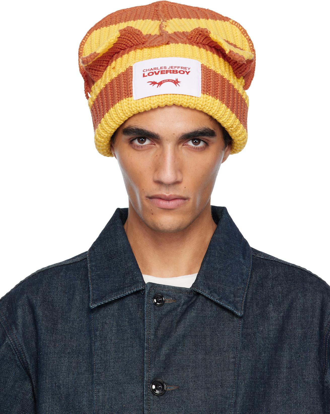 Yellow & Orange Chunky Ears Beanie by CHARLES JEFFREY LOVERBOY