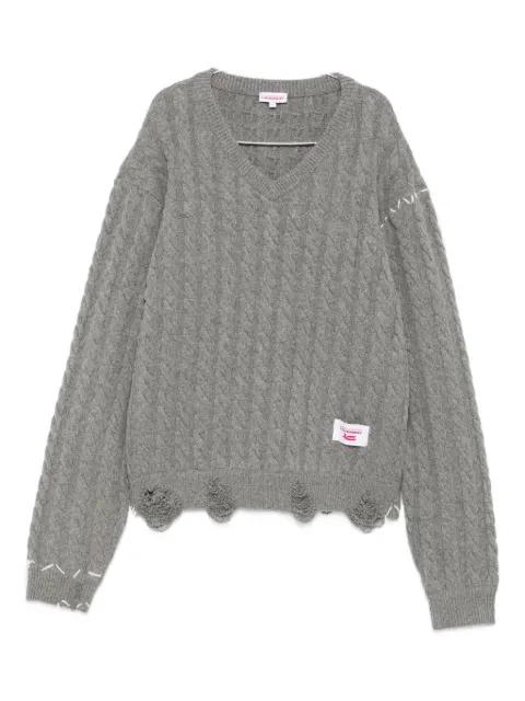 cable-knit V-neck sweater by CHARLES JEFFREY LOVERBOY