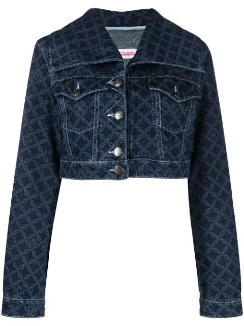 cropped monogram-print denim jacket by CHARLES JEFFREY LOVERBOY