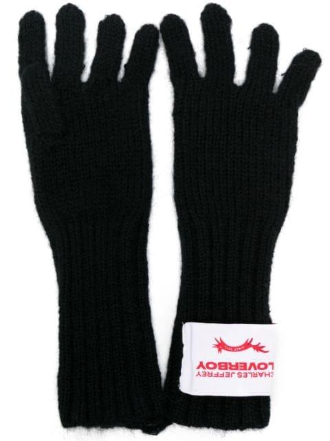 logo-patch knitted gloves by CHARLES JEFFREY LOVERBOY
