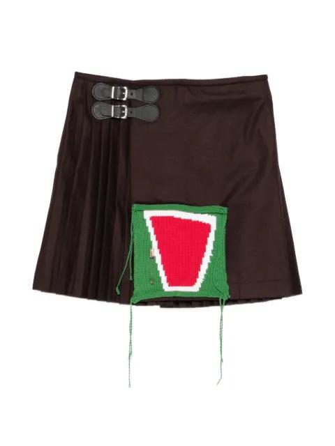 pleated knit-patch kilt mini skirt by CHARLES JEFFREY LOVERBOY