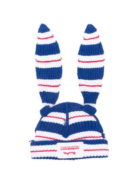 striped rabbit beanie hat by CHARLES JEFFREY LOVERBOY