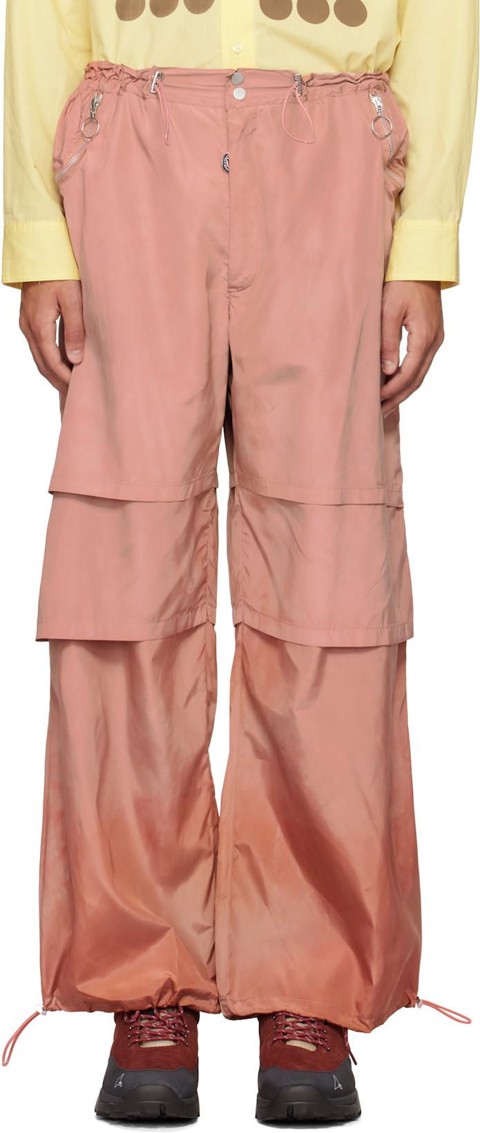 Red Triple Layered Nylon Trousers by CHARLIE CONSTANTINOU