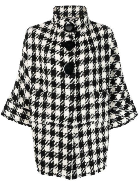 check-pattern crop-sleeve jacket by CHARLOTT