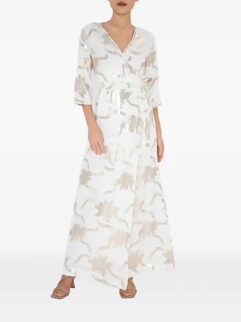 floral-details silk maxi wrap dress by CHARLOTTA GANDOLFO